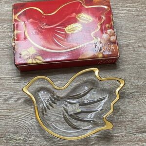 Mikasa golden dove sweet dish glass Christmas decor gift